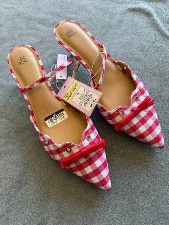 Women's Lysandra Gingham Eyelet Kitten Heels - Wild Fable Red Gingham 10 - Picture 5 of 6